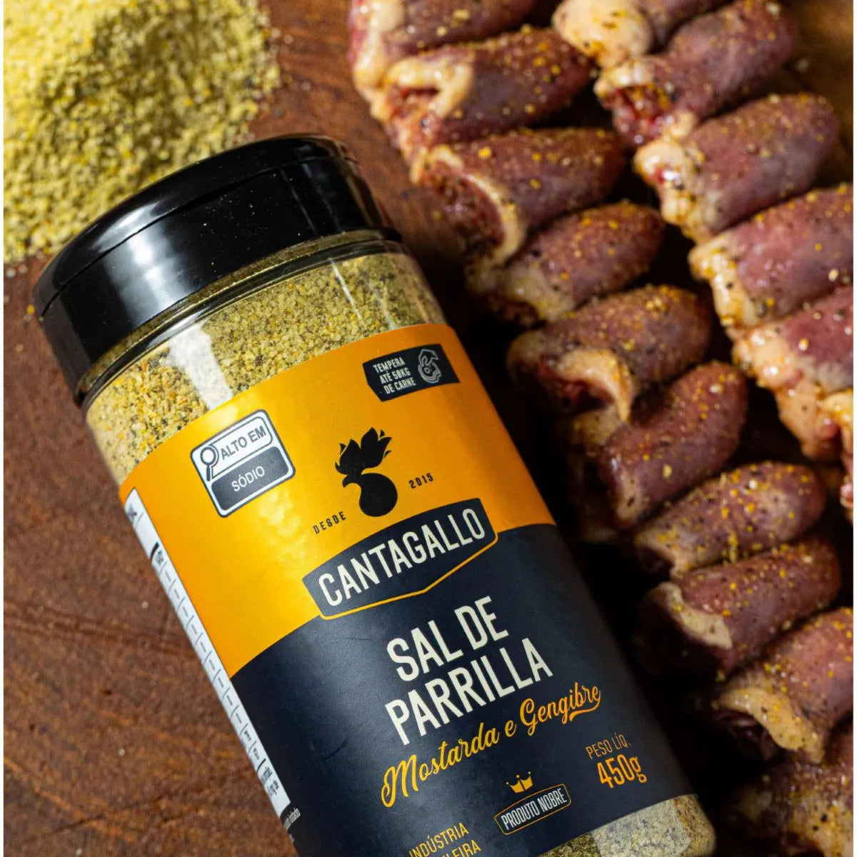 Sal de Parrilla Mostarda e Gengibre CantaGallo 450G -Pote