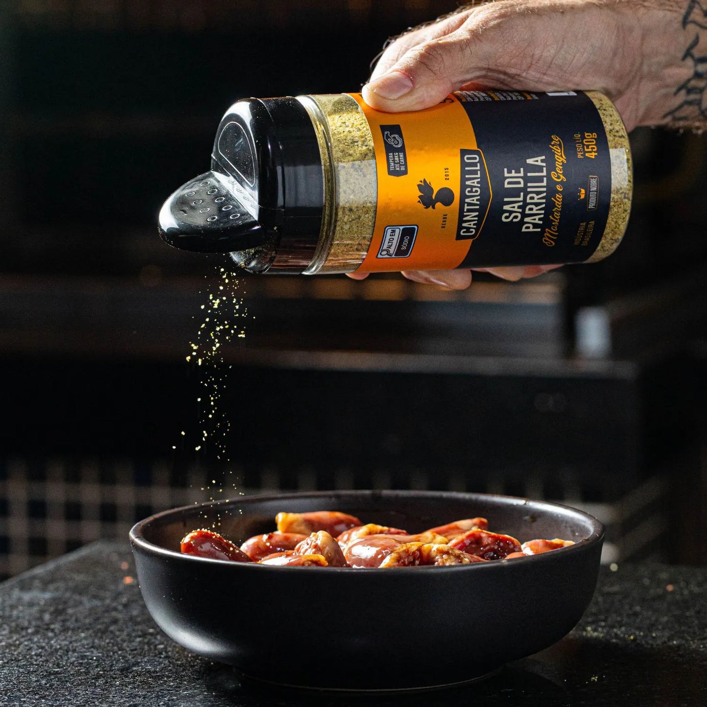 Sal de Parrilla Mostarda e Gengibre CantaGallo 450G -Pote