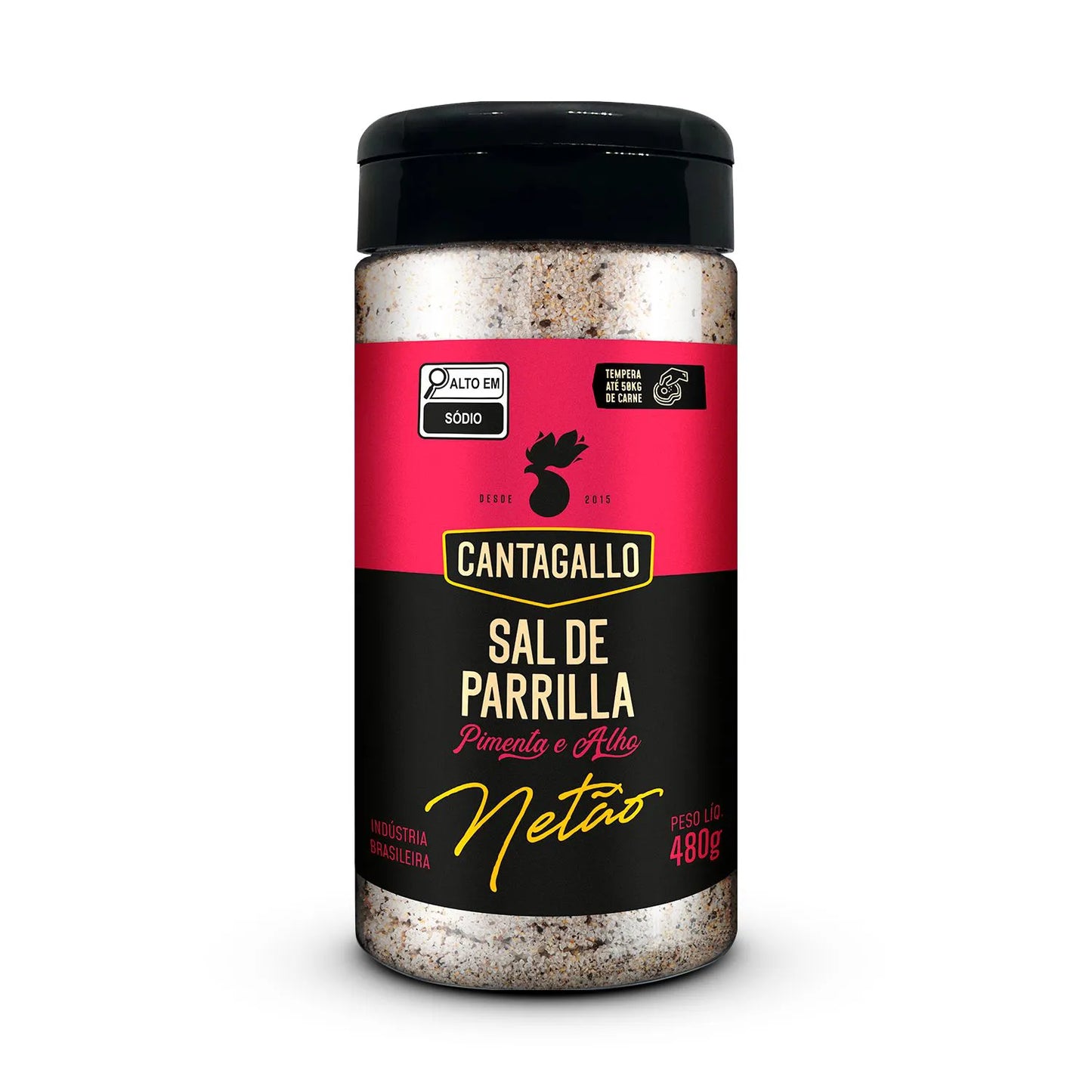 Sal de Parrilla Pimenta e Alho by Netão CantaGallo 480G - Pote