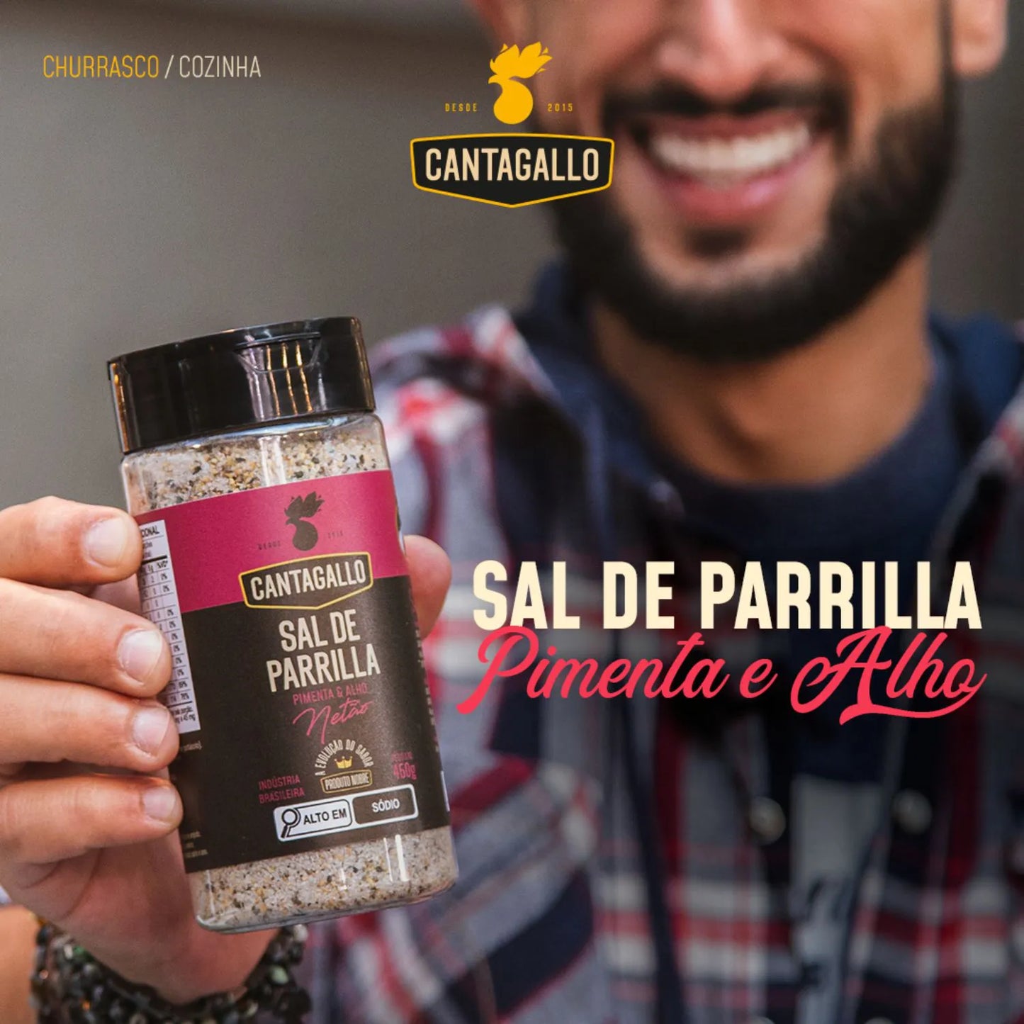 Sal de Parrilla Pimenta e Alho by Netão CantaGallo 480G - Pote
