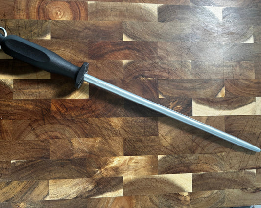 Afilador de cuchillos Victorinox de acero pulido de 30 cm con mango negro